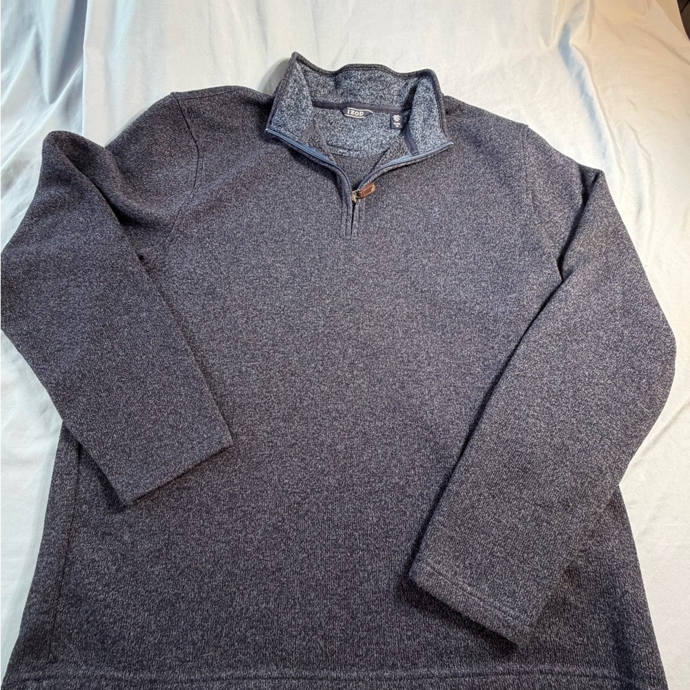 IZOD Mens XL Pullover Sweater 1/4
Zip Mock Neck Blue Long Sleeve